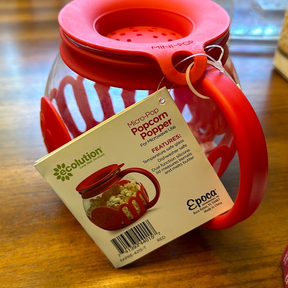 Microwave Popcorn Popper Borosilicate Glass, 3 in 1 Silicone Lid 1.5 quart